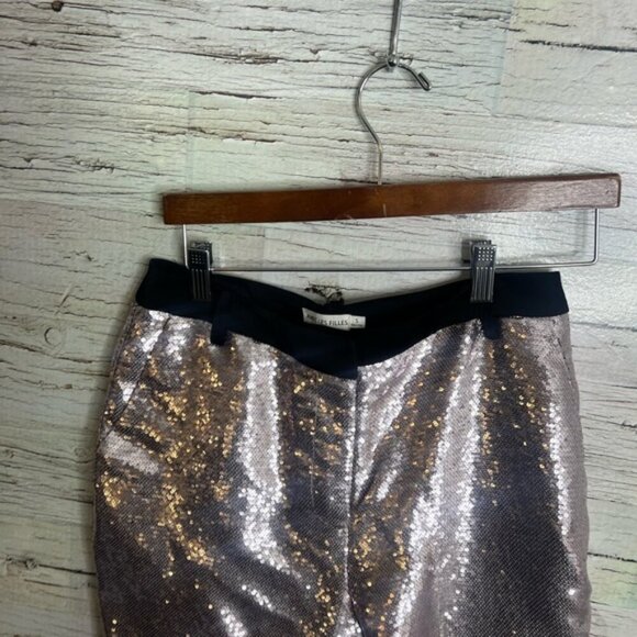 ALEC LES VILLE SEQUINS silver trousers pants size small straight leg - Picture 4 of 8